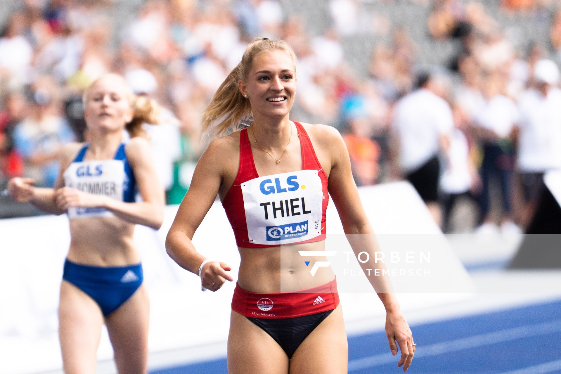 Luna Thiel (VfL Eintracht Hannover) waehrend der deutschen Leichtathletik-Meisterschaften im Olympiastadion am 25.06.2022 in Berlin